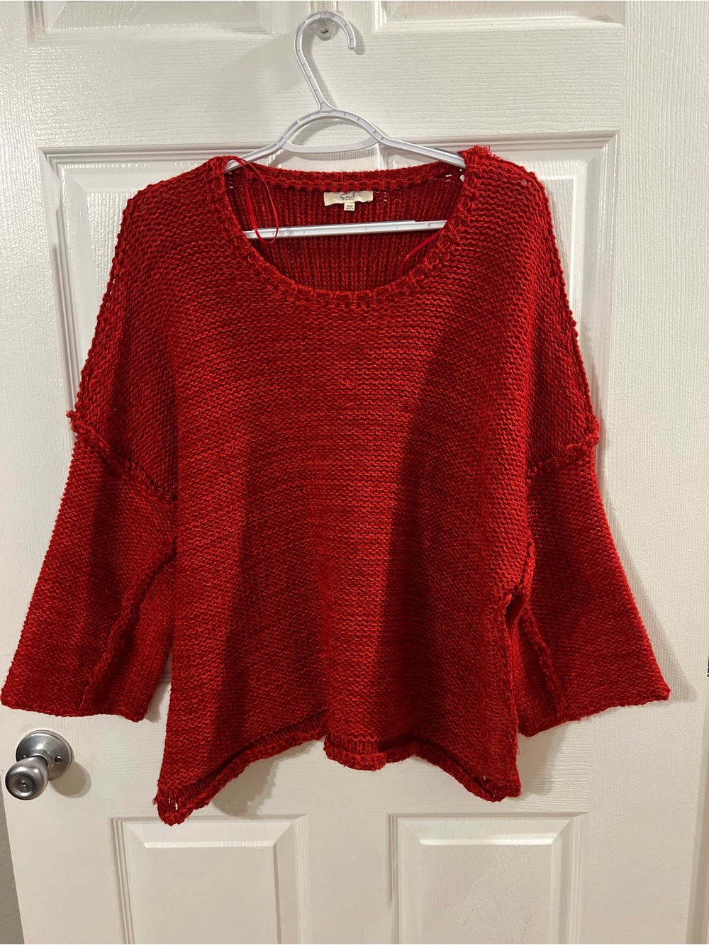 easel Red Chunky Scoop Neck Sweater